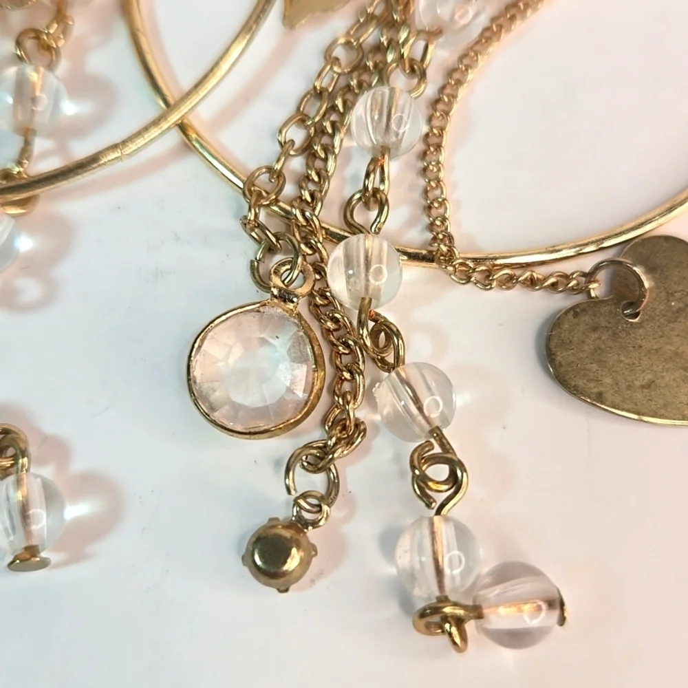 3 Sets Boho Lge Hoop Earrings Elegant Gold Silver MOP Hearts Butterfly Crystals